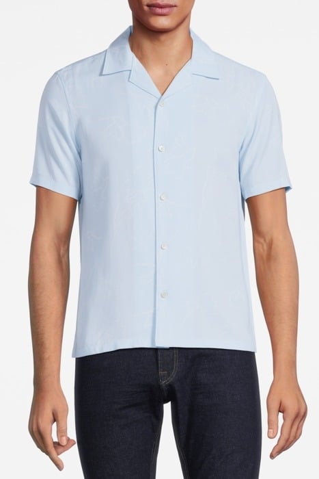IRVING SHORT-SLEEVE SHIRT IN FLORAL FLUID TWILL SKYLIGHT MUL 1
