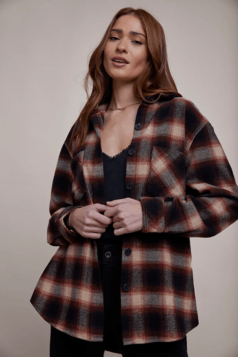 TWO POCKET OVERSIZE SHACKET HERITAGE RED PLAID 1