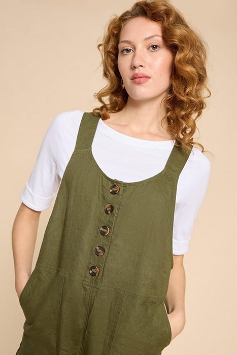 VIOLA LINEN DUNGAREE KHAKI GREEN 3