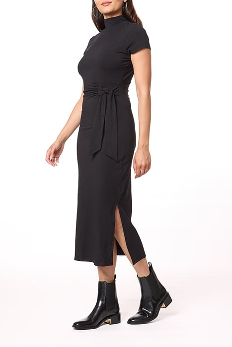 CAP SLEEVE MIDI FUNNEL NECK BLACK 3