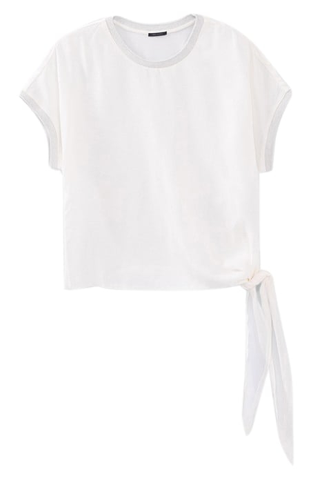 OFF-WHITE MIXED FABRIC TOP TO TIE ON SIDE OFF-WHITE 1