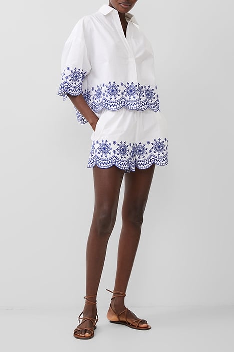 ALISSA COTTON EMBROIDERED SHOR WHITE 1
