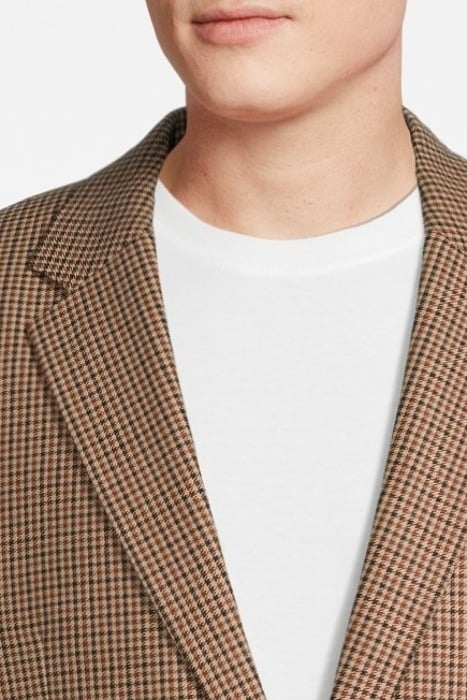 SINGLE BREASTED CHECK BLAZER SAND BEIGE 4