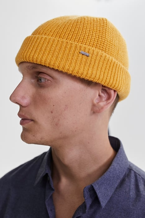 YELLOW RIBBED KNIT BEANIE YELLOW 2