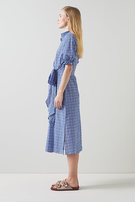 SOLEIL CHECK SHIRT DRESS BLUE/WHITE 4