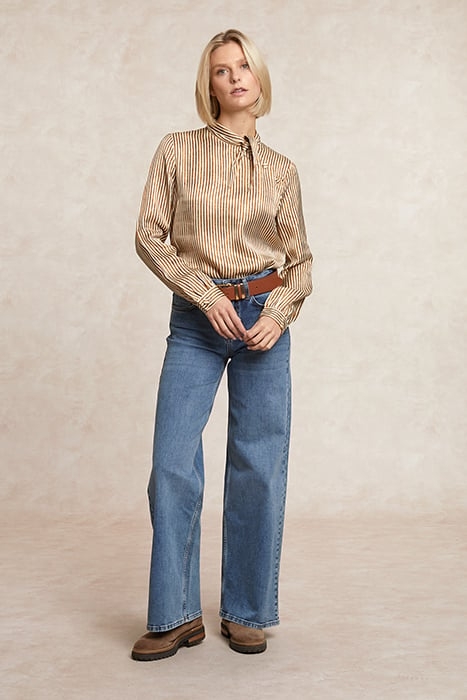 VISCOSE SCARF SHIRT IN BROWN 3