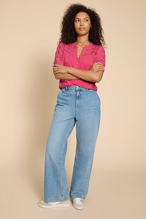 BELLA BRODERIE MIX TOP MID PINK 1