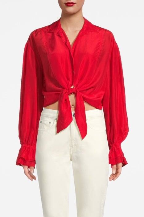 SILK HABOTAY KNOTTED SHIRT RED 1