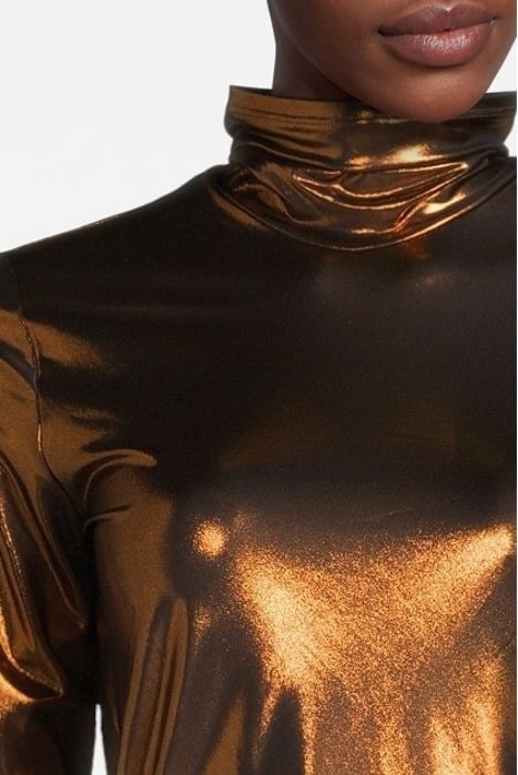 CHIC LAMINATED JERSEY TURTLENECK BRONZO 4