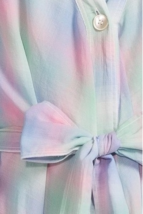 RAINBOW TARTAN VOILE LONG CHEMISIER DRESS REFLEXION 5