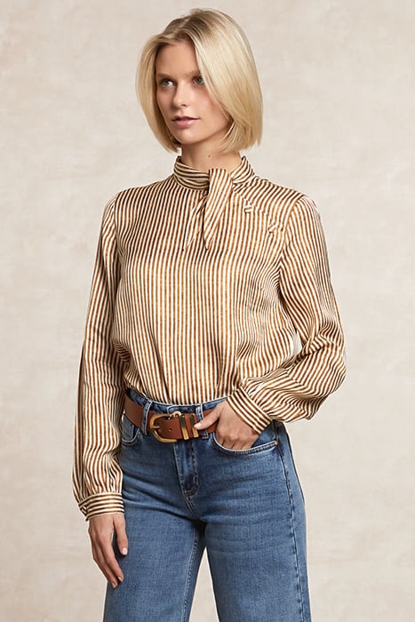 VISCOSE SCARF SHIRT IN BROWN 1