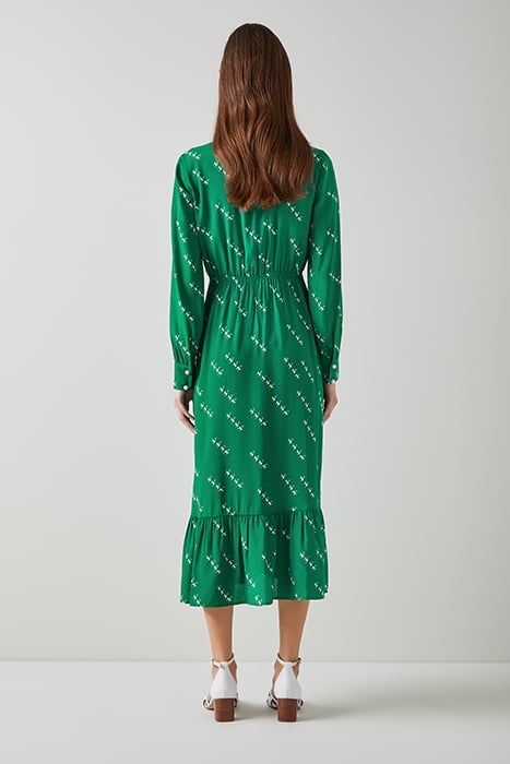 BRIDGET MONKEY MIDI DRESS GREEN/CREAM 2