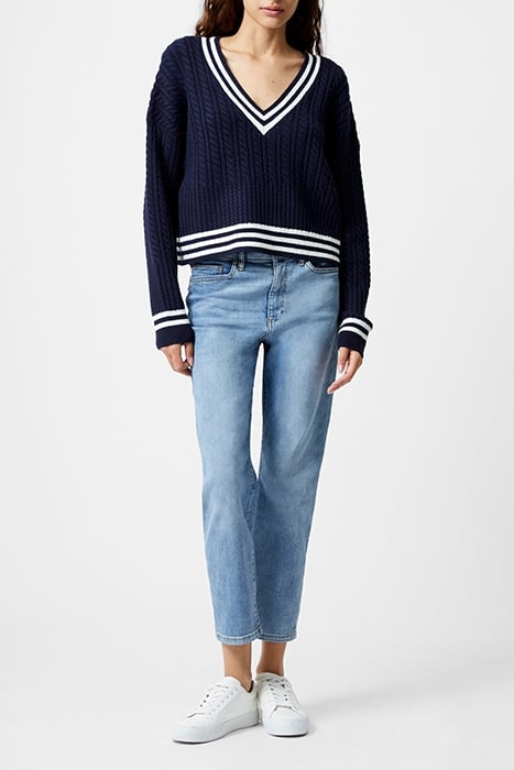 BABYSOFT CABLE V NECK JUMPER MARINE 1