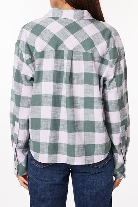 OVERSIZED CROPPED SHIRT BALSAM GREEN/ORCHID PETAL 2