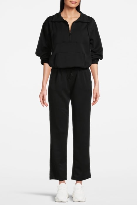 MOCK NECK HOODED SWEATSHIRT BLACK 1