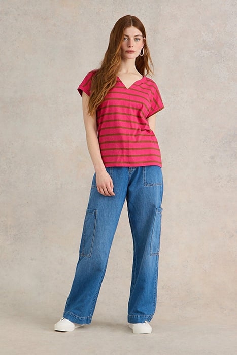 NELLY NOTCH NECK NEP TEE PINK 1