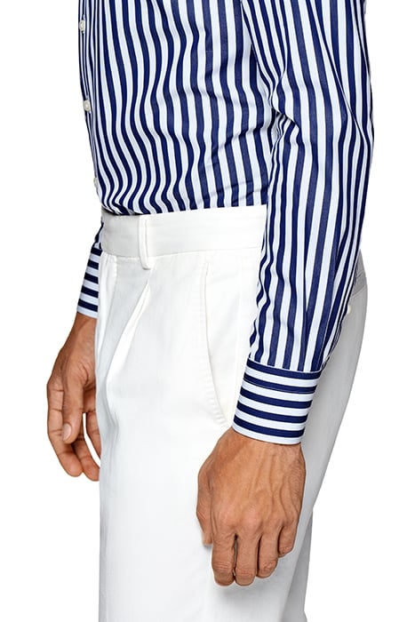 NAVY STRIPED TWILL EXTRA SLIM FIT SHIRT 7