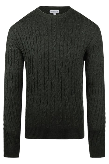 CABLE CREW NECK SWEATER DARK SAGE 1