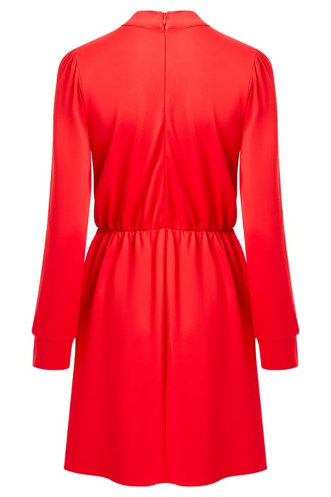 HIGH NECK KEYHOLE PONTE DRESS RED 2