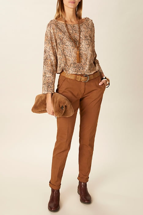 BOAT NECK POPOVER SHIRT IN BROWN BROWN 3