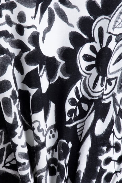 LOOSE TEE CREW 3/4 SLEEVES, PRINT BLACK WITH OFFWHITE CENTRE 3