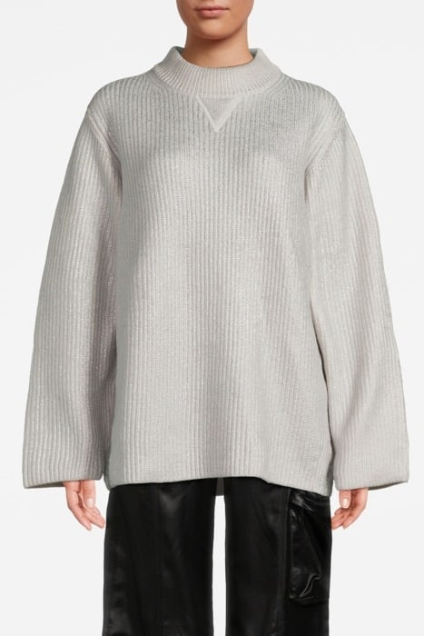 SILVER RIB OVERSIZED SWEATER WHITE CHAL 1