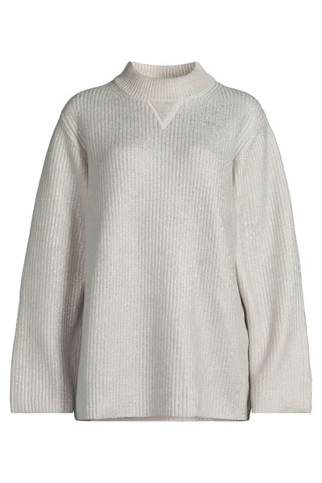 SILVER RIB OVERSIZED SWEATER WHITE CHAL 3