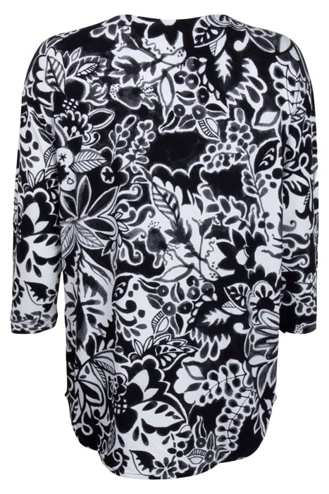 LOOSE TEE CREW 3/4 SLEEVES, PRINT BLACK WITH OFFWHITE CENTRE 2