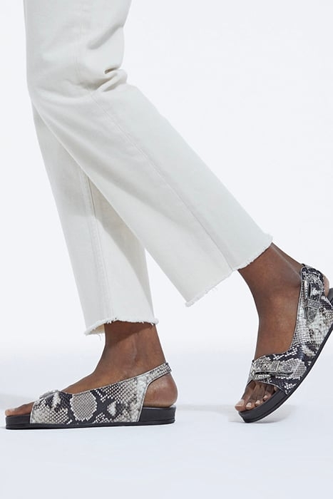 SANDALES EN CUIR IMPRIME PYTHON BLACK GREY 2