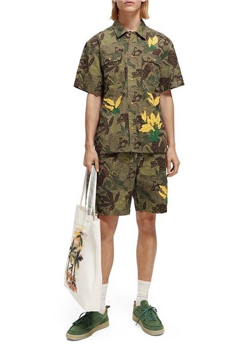 FAVE- PRINTED TWILL BERMUDA SHORT WITH EMBROIDERY CAMO FLORA 3