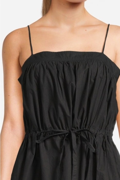 COTTON POPLIN MAXI STRAP DRESS BLACK 4