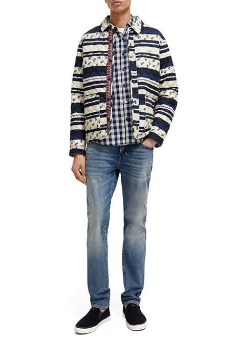 QUILTED ALLOVER PRINTED SHIRT JACKET BLUE PAISLEY STRIPE 3