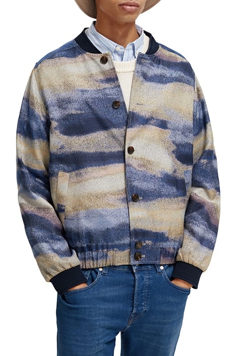 JACQUARD BOMBER JACKET BLURRED LANDSCAPE BLUE 1