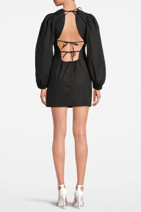 COTTON POPLIN OPEN BACK MINI DRESS BLACK 2
