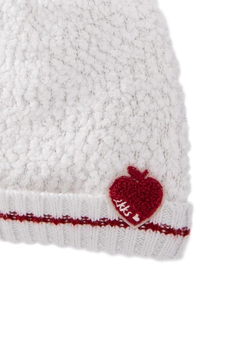 BABY GIRLS’ ECRU KNIT APPLE-HEART BEANIE & SNOOD OFF-WHITE 6