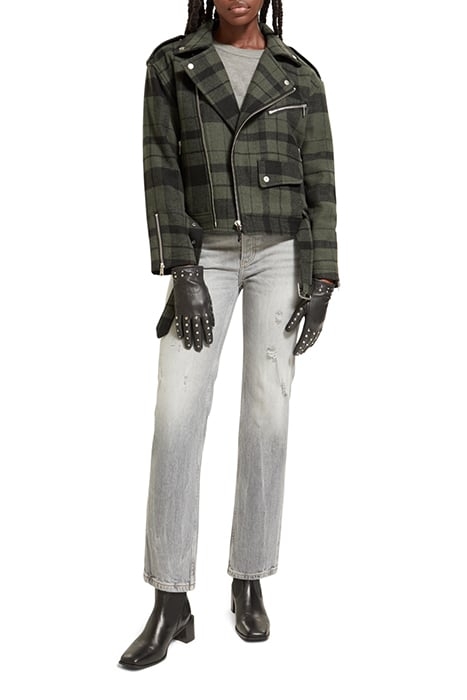 STUDDED PERFORATED LOGO GLOVES EVENING BLACK 2