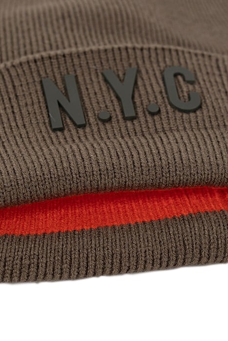 BOYS’ KHAKI KNIT BEANIE AND SNOOD WITH RUBBER MARKING BRONZE 4