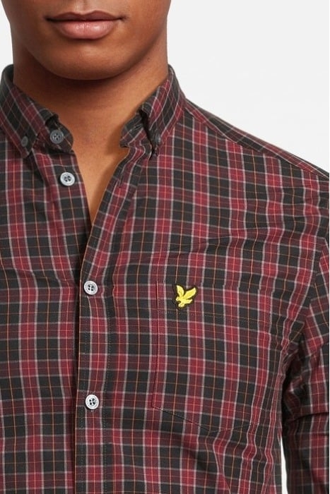 CHECK POPLIN SHIRT JET BLACK/ BURGUNDY CHECK 4