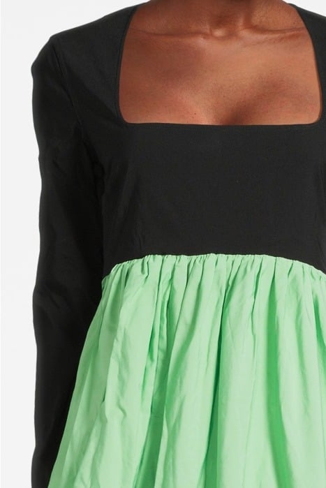 TAFFETA MIX BALLOON MINI DRESS BLACK 4