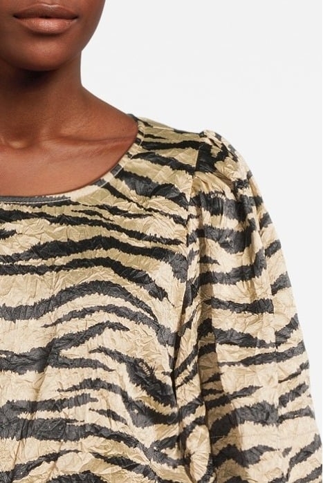 CRINKLED SATIN BLOUSE PALE KHAKI 4