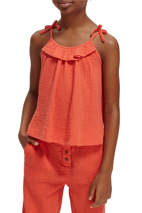 GIRLS CRINKLE COTTON TOP STRAWBERRY 1