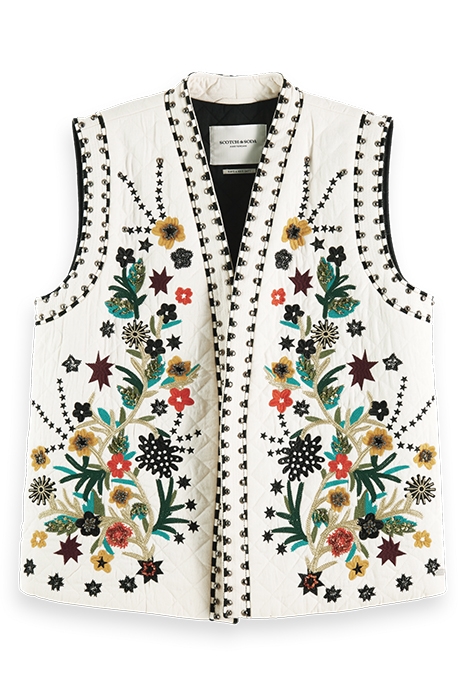 EMBROIDERED GILET ECRU 4