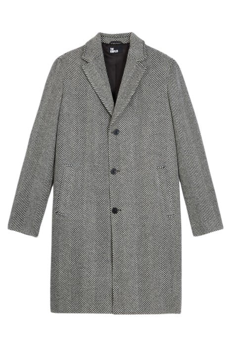 MANTEAU LONG CHEVRON AVEC POCHES BLACK WHITE 5