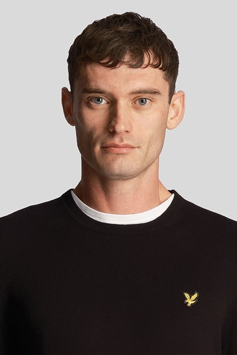 COTTON MERINO CREW JUMPER JET BLACK 5