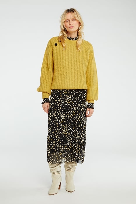 JESSY MIDI SKIRT BLACK/DIJON YELLOW 1