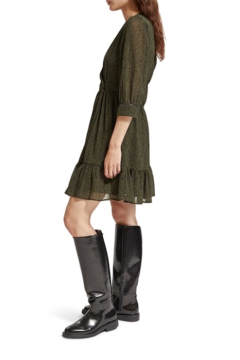 WRAP MINI DRESS LEOPARD SPOT GREEN 6