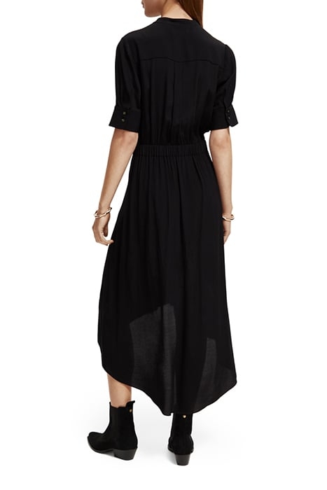 MIDI DRESS WITH HIGH LOW HEM BLACK 2