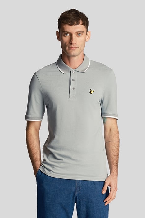 TIPPED POLO SHIRT SLATE BLUE / WHITE 1