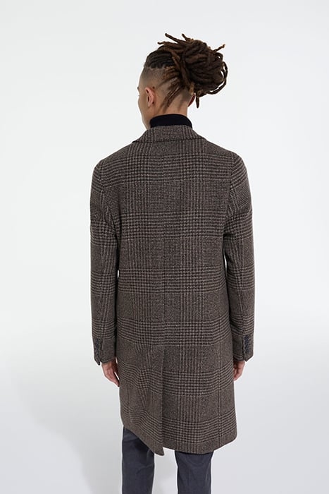 MANTEAU LONG CROISE MOTIF CHEVRONS BROWN 4