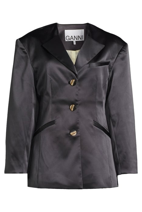 DOUBLE SATIN FITTED BLAZER BLACK 3